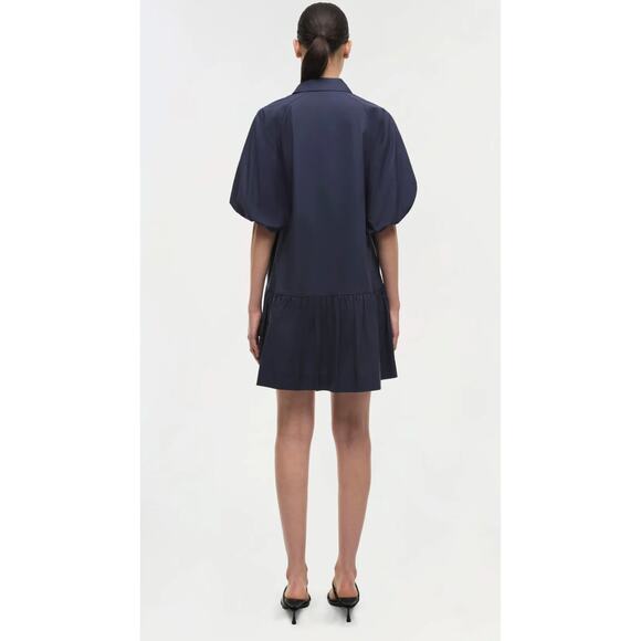 SIMKHAI Midnight Navy Blue Crissy Dress Balloon Sleeve Mini Dress Women's Small - Picture 12 of 12
